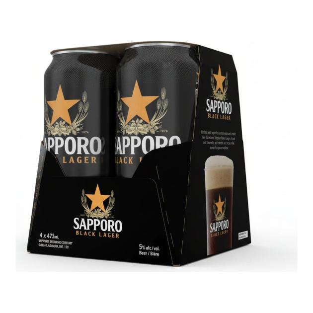 Sapporo Black Lager 4 x 473ml Cans